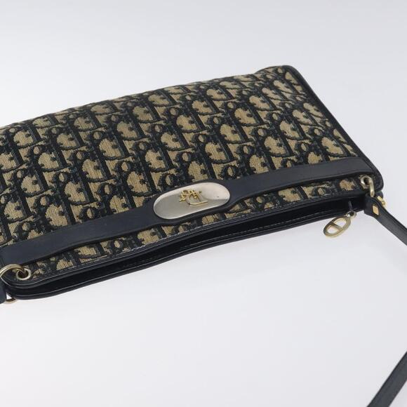 DIOR Trotter Canvas Shoulder Bag Navy Gold - Picture 6 of 12